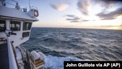 This Nov. 8, 2019, photo provided by John Guillote shows the Chukchi Sea from the top deck of the research ship the Sikuliaq.