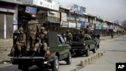 Pakistan army soldiers patrol in the vicinity of the army training camp in Mardan near Peshawar, Pakistan. (File)