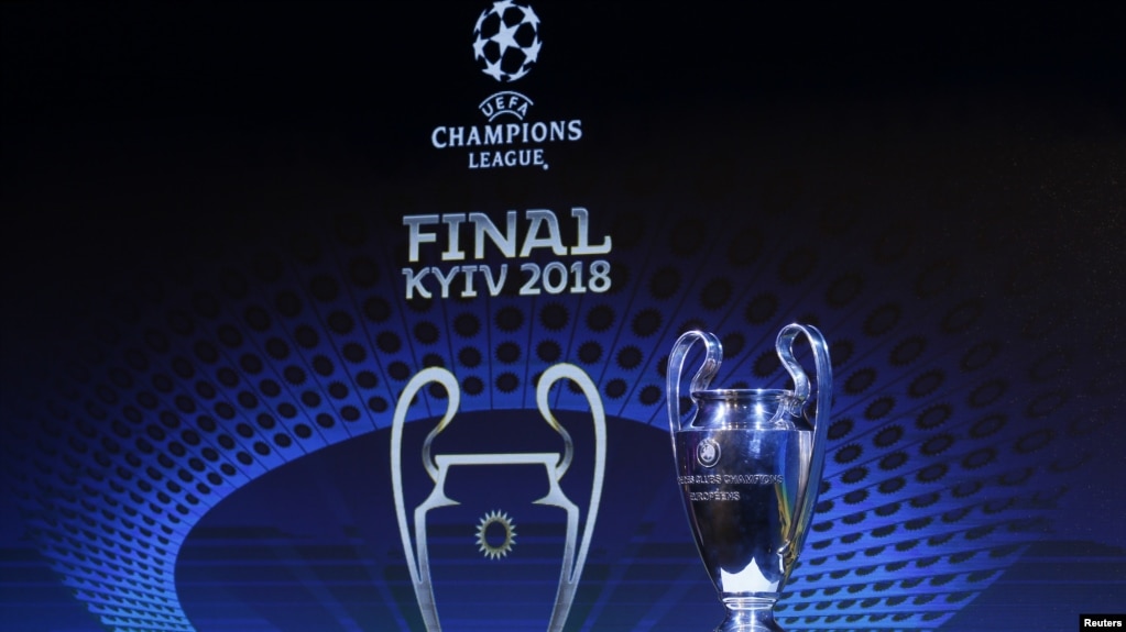 The UEFA Champions League trophy is pictured
