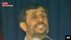 An image grab taken from Iran's English-language official Press TV station shows Iranian President Mahmoud Ahmadinejad giving a speech from the central city of Isfahan, 02 Dec 2009
