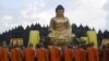 FILE - Buddhist monks gather at Borobudur temple to celebrate Vesak, which marks the birth, enlightenment and demise of Buddha, in Magelang, Central Java, Indonesia, May 14, 2014.