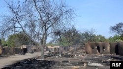 The village of Ngouboua was attacked by Boko Haram militants, leaving a burnt compound, Feb. 13, 2015.