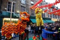 Celebraciones del Año Nuevo Lunar en el Chinatown de Londres, Inglaterra.