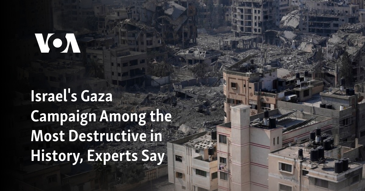 Israel's Gaza Campaign Among the Most Destructive in History, Experts Say