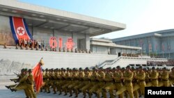 한국전 정전협정 체결 61주년을 맞이한 지난 27일, 북한 평양의 금수산태양궁전 광장에서 결의대회가 열렸다. (자료사진)