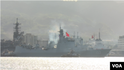 中國多艘軍艦2016年7月12日訪問美國珍珠港（美國之音黎堡拍攝）