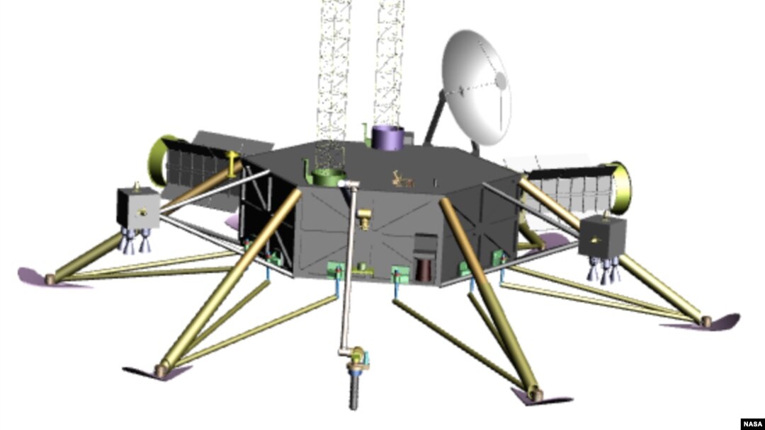 This graphic shows a possible robotic lander for a future mission to Jupiter's moon Europa.