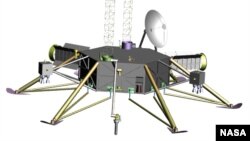 This graphic shows a possible robotic lander for a future mission to Jupiter's moon Europa.