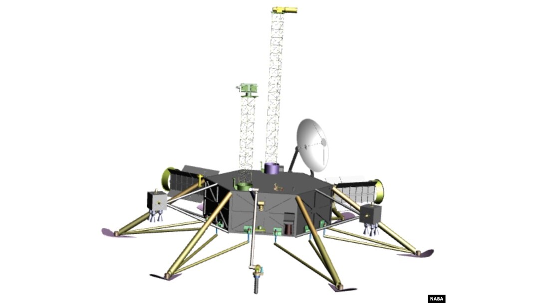 This graphic shows a possible robotic lander for a future mission to Jupiter's moon Europa.