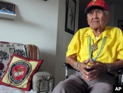 Chester Nez talking about his time as a Navajo Code Talker in World War II at his home in Albuquerque, New Mexico.
