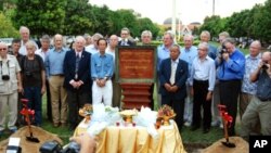 The surviving journalists and photographers who covered the war in Cambodia between 1970-75 gathered in Phnom Penh last week. They are seen here at a memorial to mark the 37 local and foreign colleagues who died during that time.
