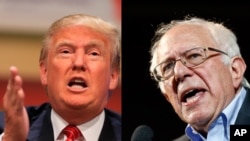 A composite image of presidential candidates Donald Trump (left) and Sen. Bernie Sanders (right.)