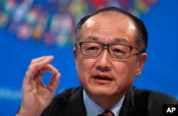 World Bank Group President Jim Yong Kim speaks during the 2017 World Bank Group Spring Meetings in Washington, Thursday, April 20, 2017.