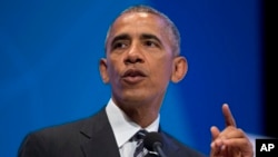 Tổng thống Barack Obama phát biểu tại Hội nghị Thượng đỉnh Doanh nhân Toàn cầu ở Đại học Stanford, California, ngày 24 tháng 6 năm 2016.