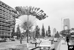 Street scene in downtown Kinshasa, Zaire, is photographed prior the the Muhammad Ali vs. George Foreman title bout scheduled in 1974.