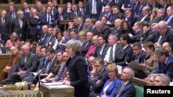 Theresa May, igihe abashingamateka batora bahakana ko Ubwongereza buva mu Bumwe bwa Bulaya. Italiki 15/01/2019