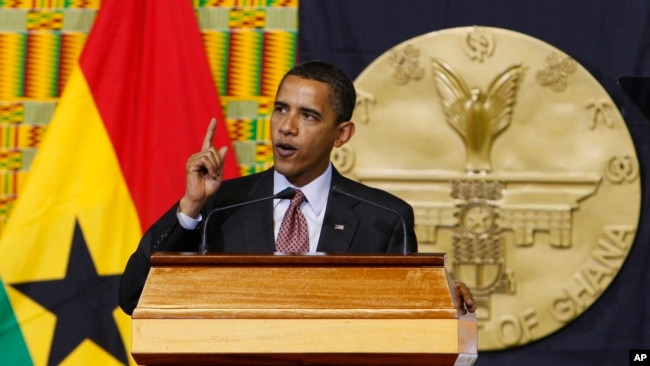 Le président américain Barack Obama s'adresse au Parlement ghanéen à Accra, au Ghana, le samedi 11 juillet 2009.