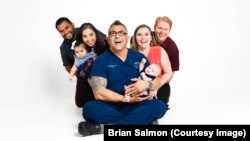 Brian Salmon (center) is a doula who lives and works in San Antonio, Texas.