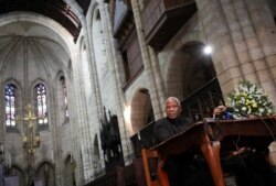 Archbishop of Cape Town Thabo Makgoba addresses a media briefing on funeral for late Archbishop Desmond Tutu, at St George's Cathedral in Cape Town, South Africa, Dec. 27, 2021.