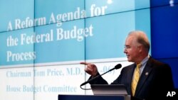 House Budget Committee Chairman Tom Price, R-Ga., President-elect Donald Trump's choice for health and human services secretary, delivers an address at an event hosted by the Brookings Institution in Washington titled "A Reform Agenda for the Federal Budget Process," Nov. 30, 2016.
