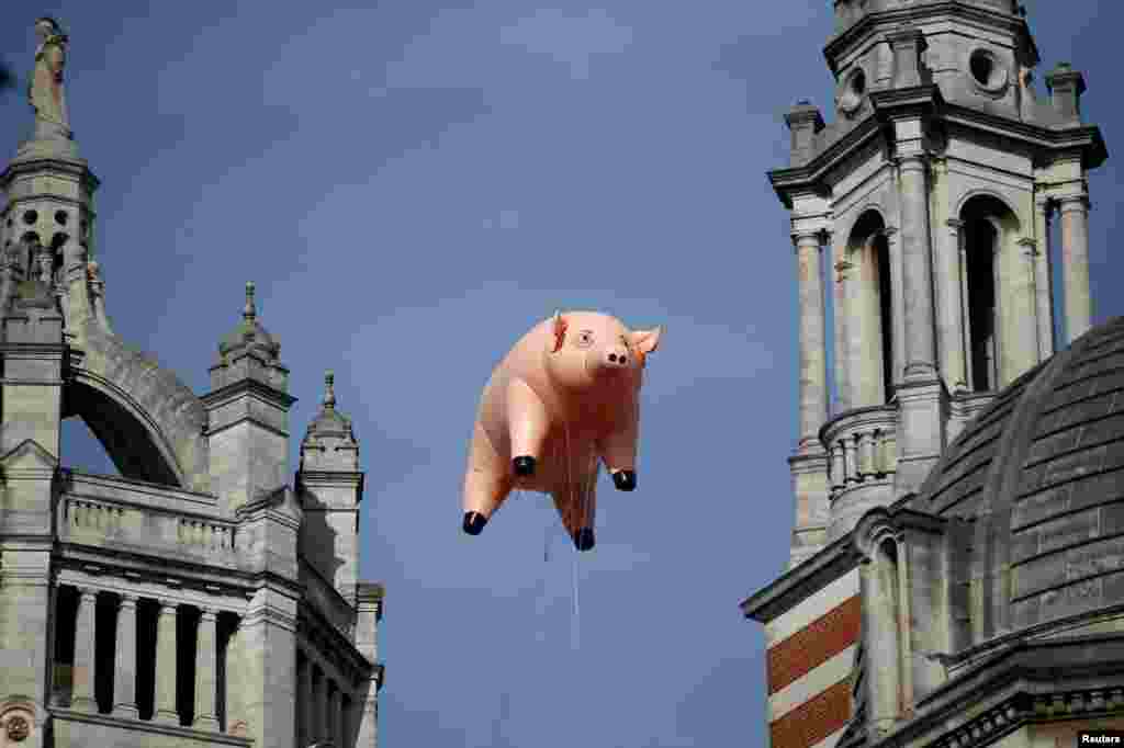 An inflatable pig from the band Pink Floyd floats over the Victoria and Albert Museum to promote &quot;The Pink Floyd Exhibition: Their Mortal Remains&quot;, which will open in May 2017, in London, Britain.