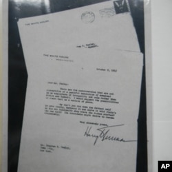 This 1945 letter from President Harry Truman encouraged Town Line residents to rejoin the union.
