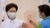 香港特首林鄭月娥週一在香港接受科興新冠疫苗（路透社照片）