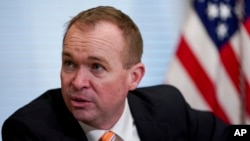 Budget Director Mick Mulvaney speaks during a meeting in the Eisenhower Executive Office Building on the White House complex in Washington, May 25, 2017.