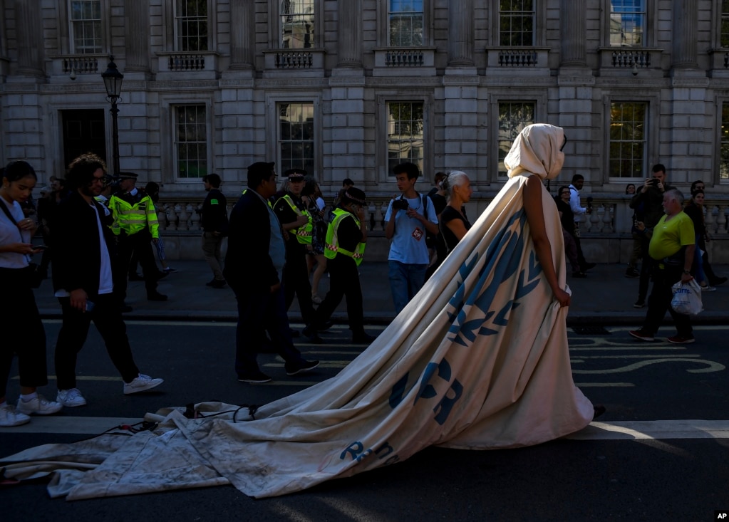 Climate protesters demonstrate in London.