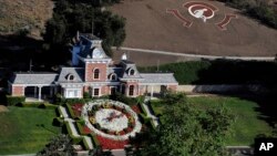 La estación de tren en el Neverland Ranch en Los Olivos, cerca de Los Ángeles.