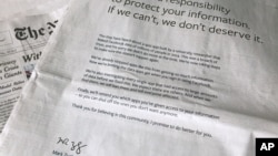 A Facebook advertisement appeared in The New York Times and multiple U.S. and British newspapers, March 25, 2018, in New York, following CEO Mark Zuckerberg's apology for the Cambridge Analytica scandal 
