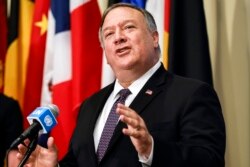 Waziri wa Mambo ya Nje Mike Pompeo akizungumzia suala la vikwazo dhidi ya Iran .