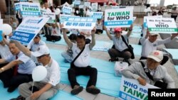 资料照：台湾的抗议示威者要求参加联合国的世界卫生组织。