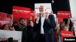 Jeremy Corbyn, leader of Britain's opposition Labour Party, campaigns in Manchester, Britain June 3, 2017.