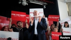 Jeremy Corbyn, leader of Britain's opposition Labour Party, campaigns in Manchester, Britain June 3, 2017.