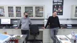 Bespoken Spirits co-founders Stu Aaron and Martin Janousek stand in the company's lab in Menlo Park, California, U.S. on October 20, 2021. (REUTERS/Nathan Frandino)