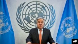 Le Secrétaire général des Nations Unies, Antonio Guterres, au siège des États-Unis, le 5 octobre 2018. (Archives)
