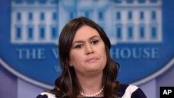 White House Press Secretary Sarah Sanders listens to a reporter's question during the daily briefing at the White House in Washington, May 11, 2018. 