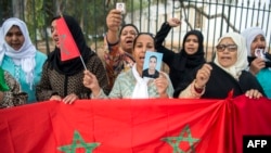 Des Marocains protestent contre la détention de leurs proches en Libye, à Rabat, Maroc, le 27 novembre 2017.