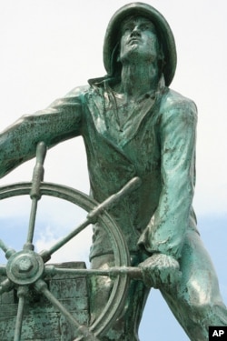 The Fisherman's Memorial, dedicated to Gloucester's sailors lost at sea in 1925, is also used as the advertising model for products of the Gorton's of Gloucester fish packing company