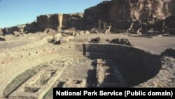 A great kiva at Chaco Canyon. Kivas are underground structures used by Puebloans for religious ceremonies and political meetings.