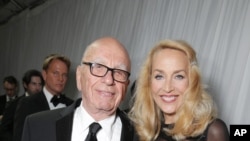 Rupert Murdoch and Jerry Hall seen at Twentieth Century Fox Golden Globes Party on Sunday, Jan. 10, 2016.