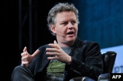 FILE - Matthew Prince of CloudFlare speaks onstage during TechCrunch Disrupt SF 2015 in San Francisco, California, Sept. 22, 2015.