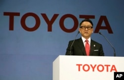 Toyota President and CEO Akio Toyoda, seen in this 2015 photo, told reporters at a New Year's gathering Thursday that the company wants to grow employment in whatever countries it operates manufacturing plants, including the U.S.