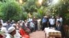 Opposition leader Sam Rainsy welcomed over a hundred Muslim Cambodians at his house in Phnom Penh to observe the end today's Ramandan fasting, July 5, 2015. (Ser Sayana/VOA Khmer)