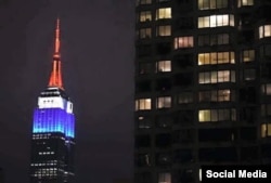 رنگ ساختمان "امپایر استیت" به رنگ پرچم فرانسه در آمد.