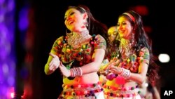 Bollywood dancers perform during a charity event hosted by the Republican Hindu Coalition, Oct. 15, 2016, in Edison, New Jersey. Republican presidential candidate Donald Trump spoke during the event.