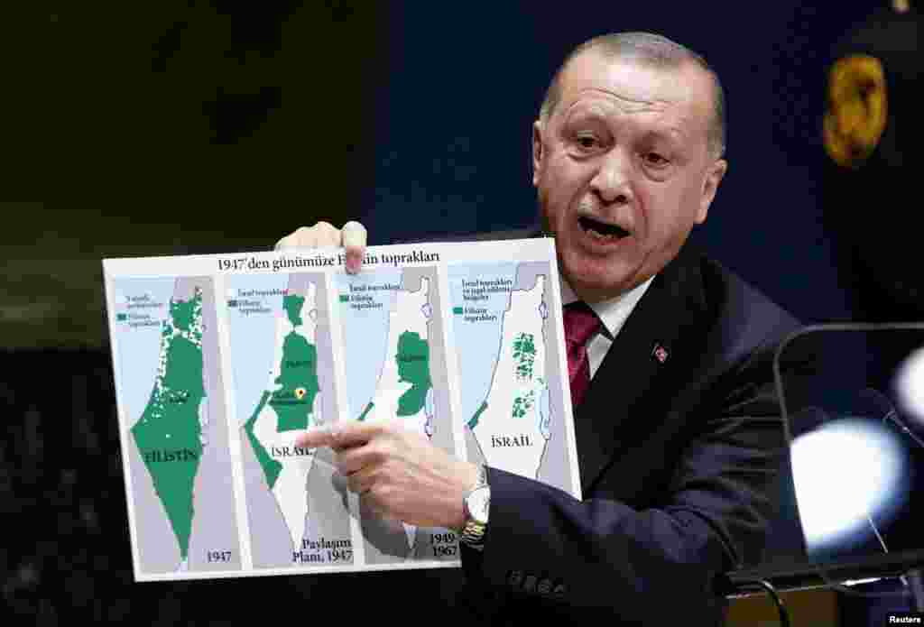 Türkiyə prezidenti Rəcəp Təyyib Ərdoğan BMT-nin Baş Assambleyasında çıxış edir 
