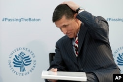Michael Flynn, White House national security adviser, attends "2017 Passing the Baton" conference at the U.S. Institute of Peace in Washington, Jan. 10, 2017.