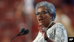 Democratic National Committee Vice Chair Donna Brazile speaks during the second day of the Democratic National Convention in Philadelphia , July 26, 2016.
